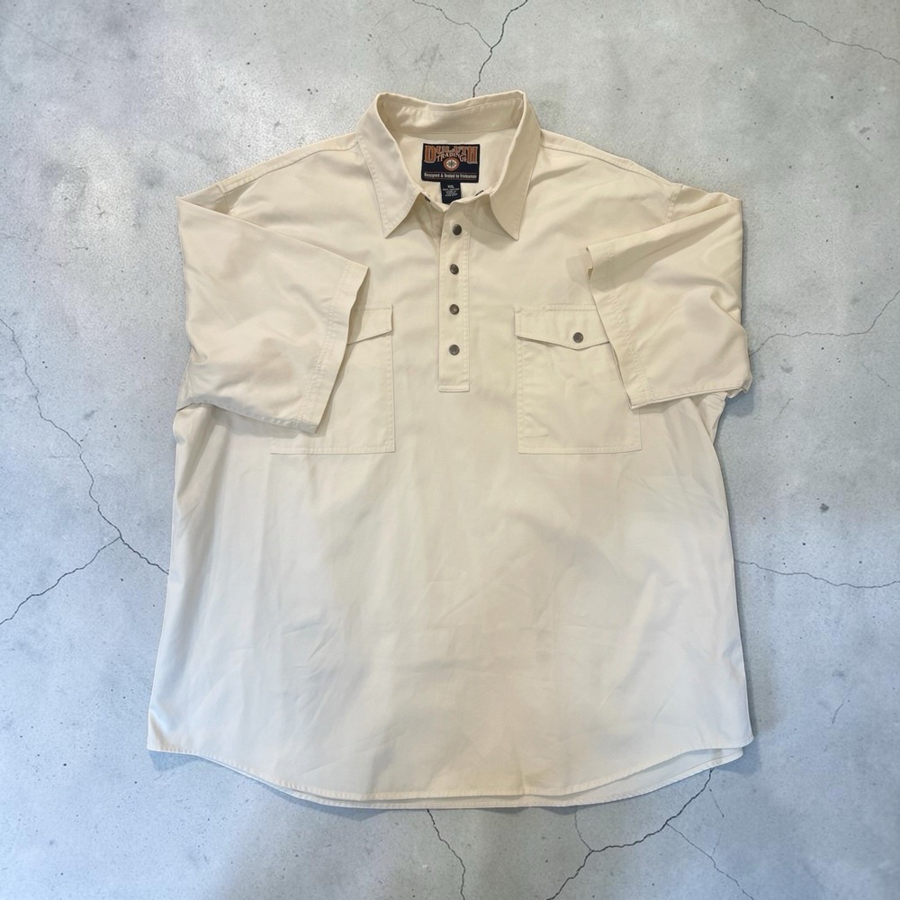 Duluth Trading Co Men's XXL Short Sleeve Pullover Work Shirt Ivory Cotton